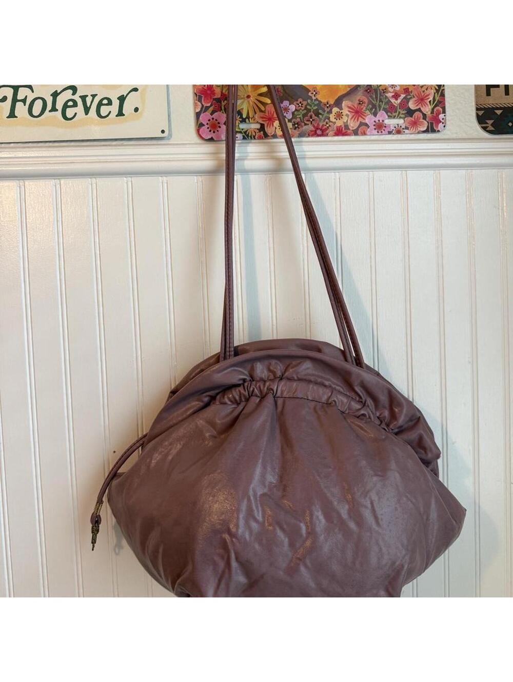 Vintage 2000’s Oversized Mauve Ruched Slouchy Shoulder Bag
